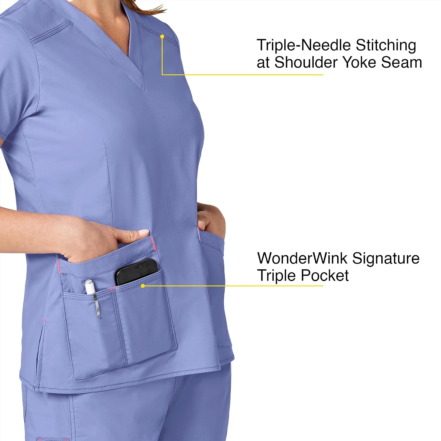 WonderWink Women’s Wonderflex Verity Scrub Top, Ceil Blue, X-Large