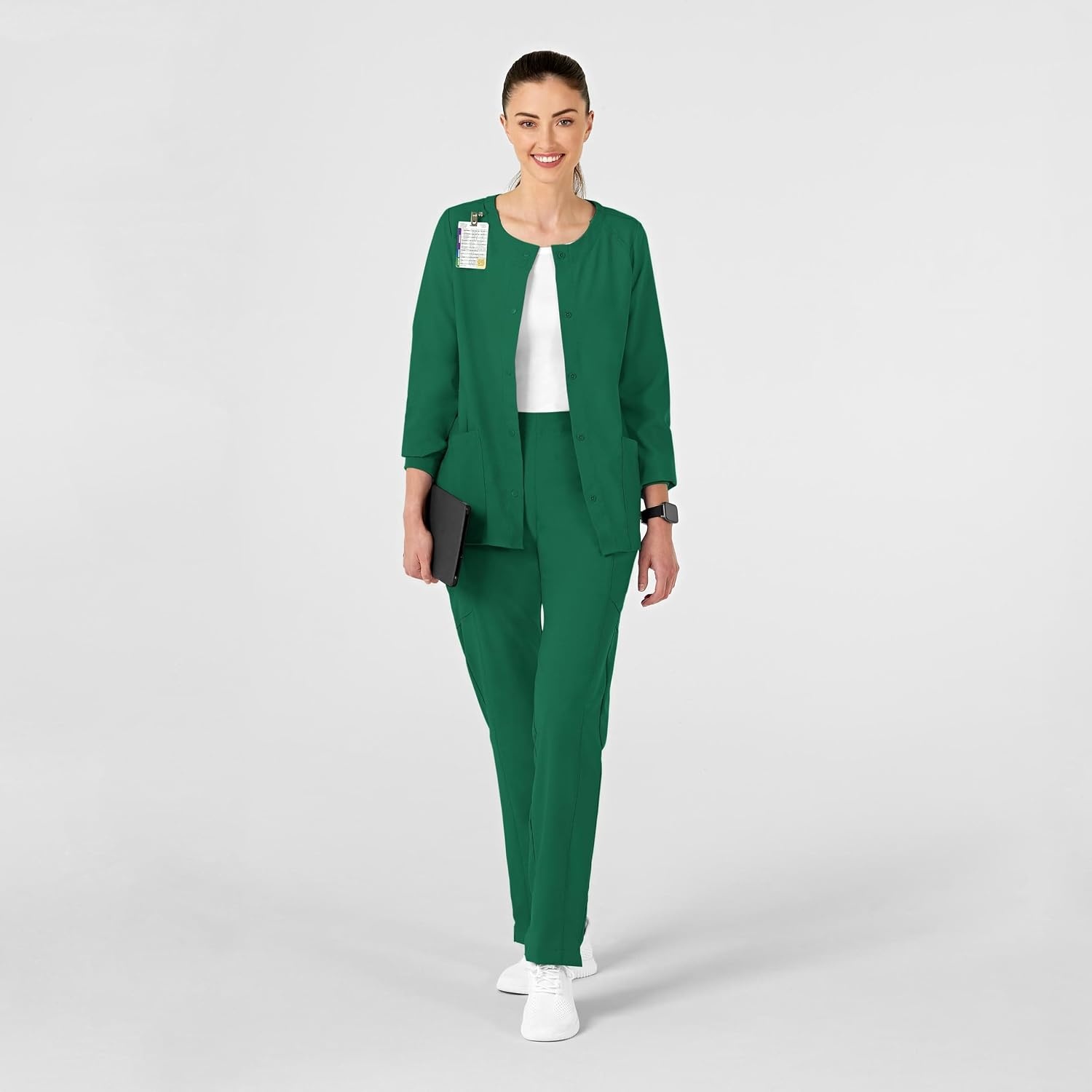 Wink W123 Women’s Crew Neck Warm Up Jacket(Hunter)