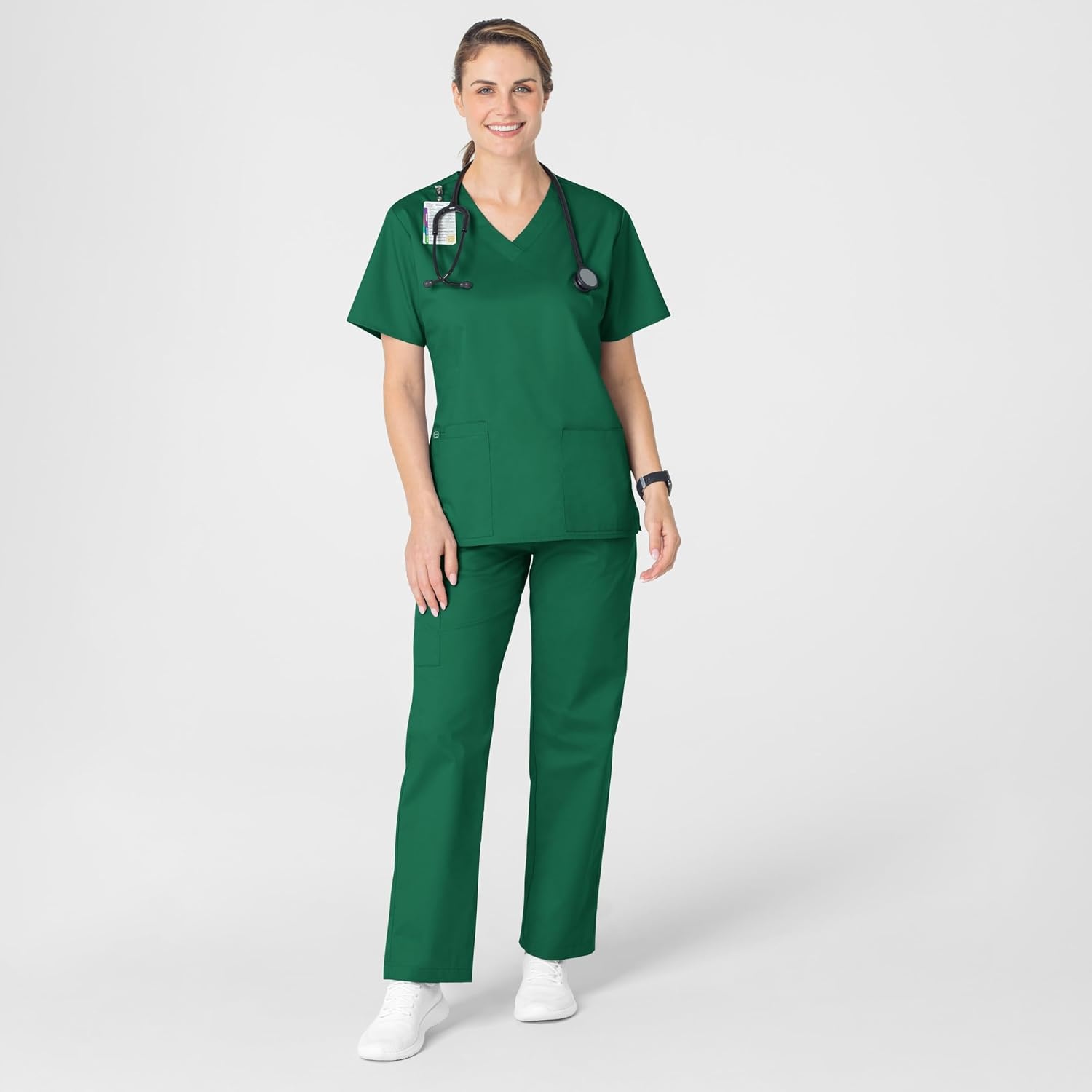 WonderWink Women’s Women’s V-Neck Scrub Top(Hunter)