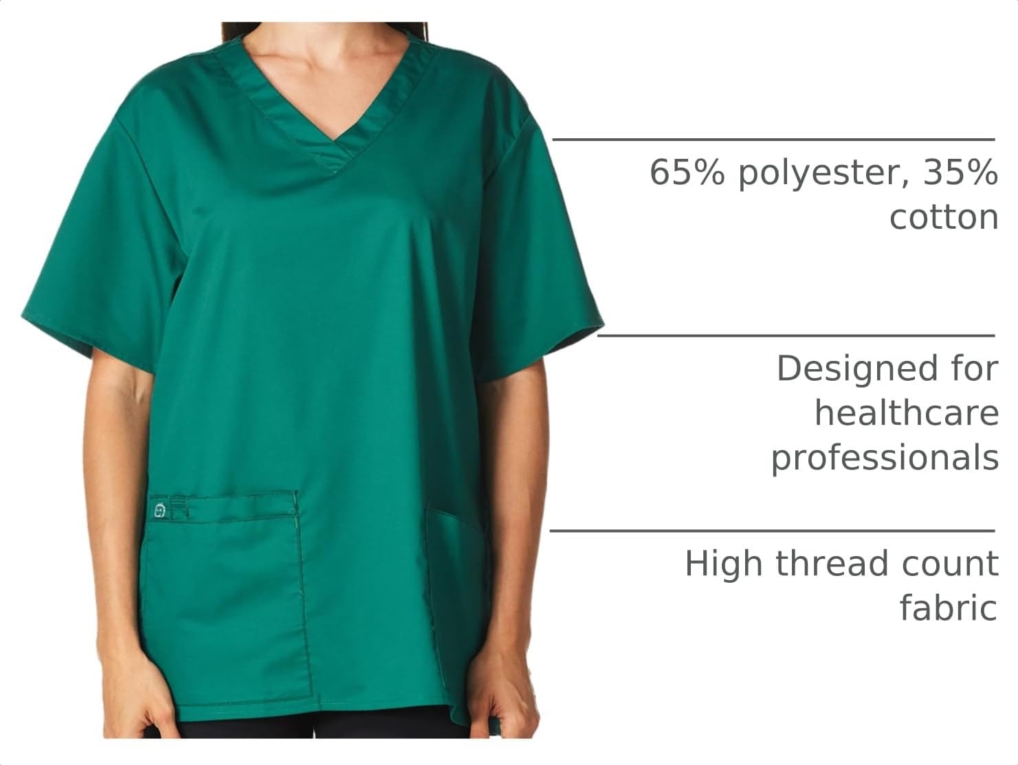 WonderWink Women’s Women’s V-Neck Scrub Top(Hunter)