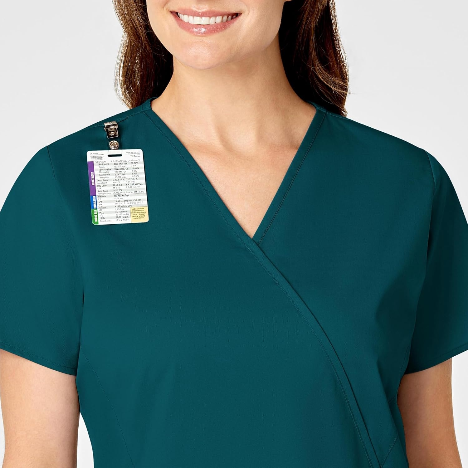 WINK WonderWORK Women’s Mock Wrap Scrub Top(Caribbean)