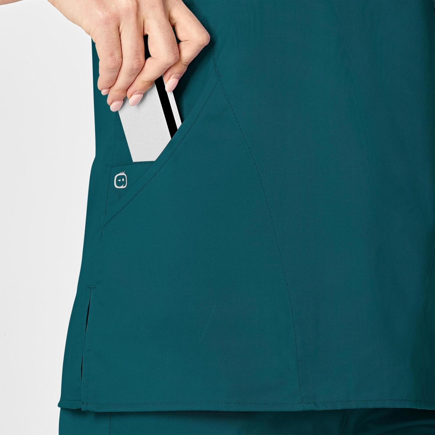WINK WonderWORK Women’s Mock Wrap Scrub Top(Caribbean)