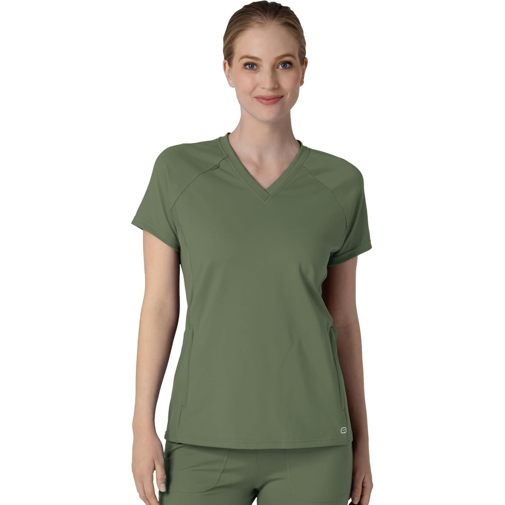 Wink Renew Women’s Flex-n-Reach V-Neck Raglan Scrub Top(Olive)
