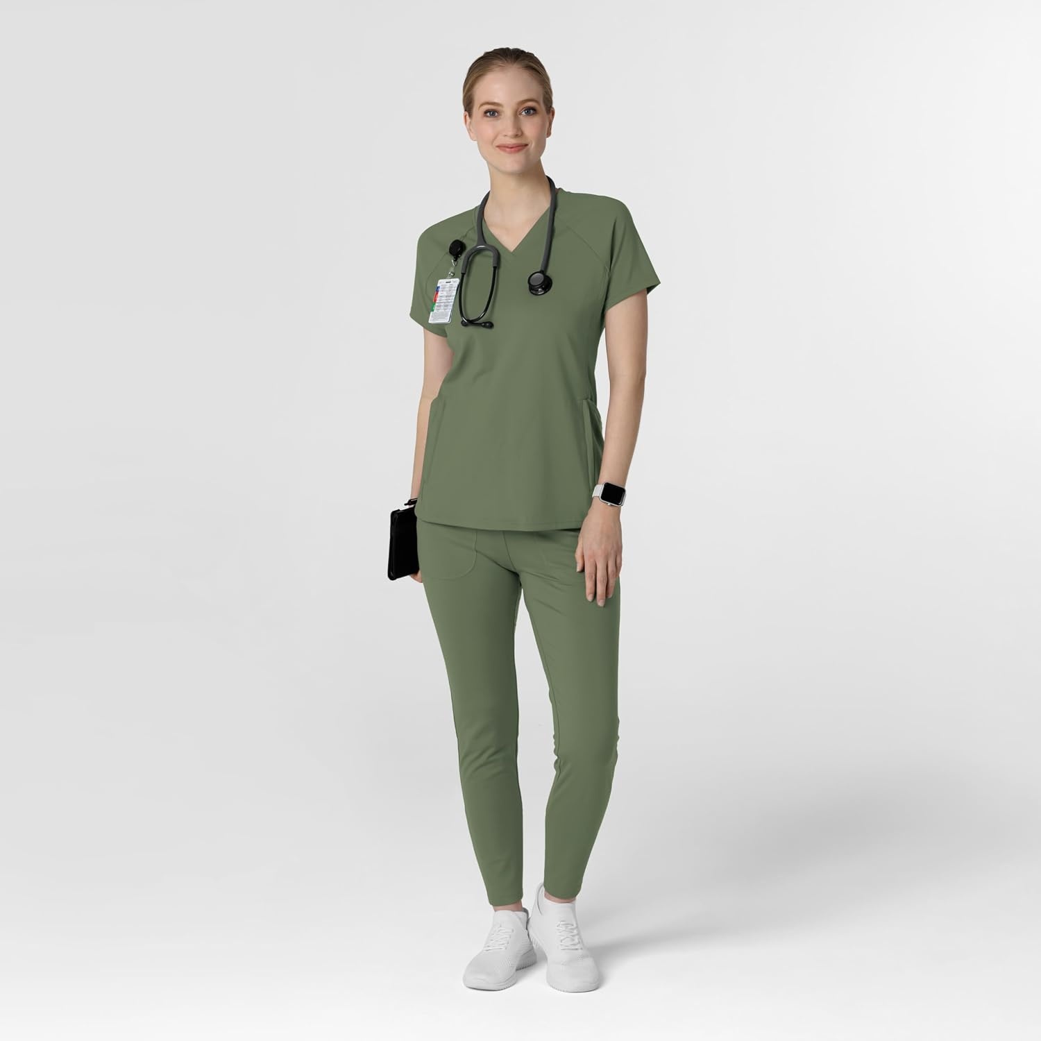 Wink Renew Women’s Flex-n-Reach V-Neck Raglan Scrub Top(Olive)