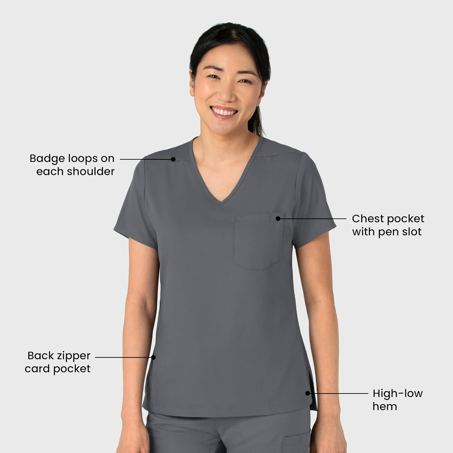 Wink Boundless Women’s Tuck-in Scrub Top(Pewter)