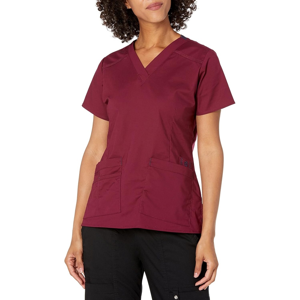 WonderWink Women’s Wonderflex Verity Scrub Top, Wine, XX-Large