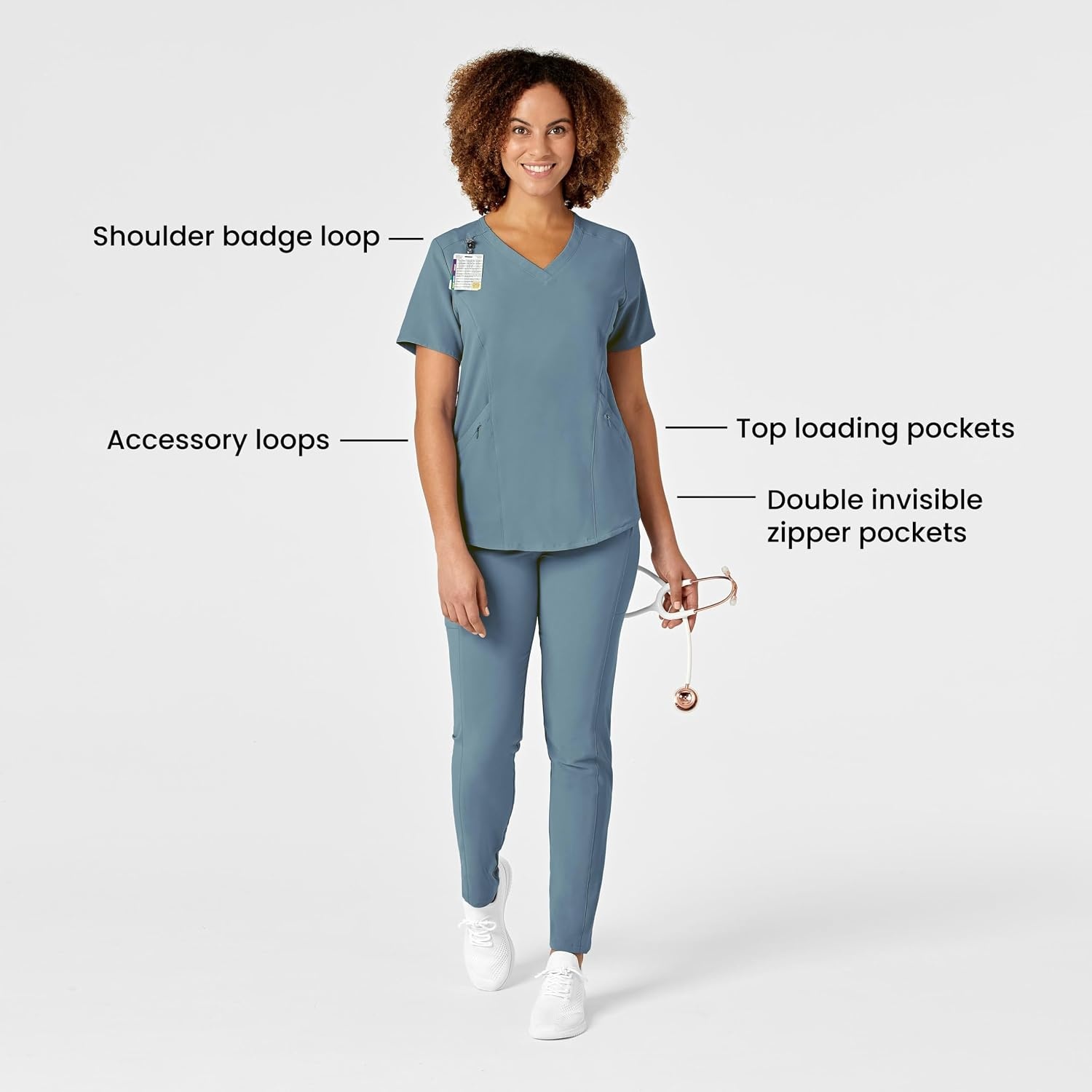 WINK Renew Women’s V-Neck Scrub Top(Elemental Blue)