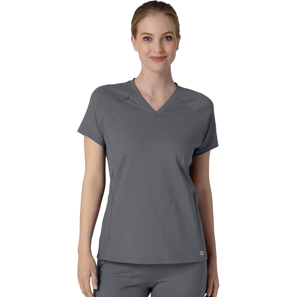 Wink Renew Women’s Flex-n-Reach V-Neck Raglan Scrub Top(Pewter)