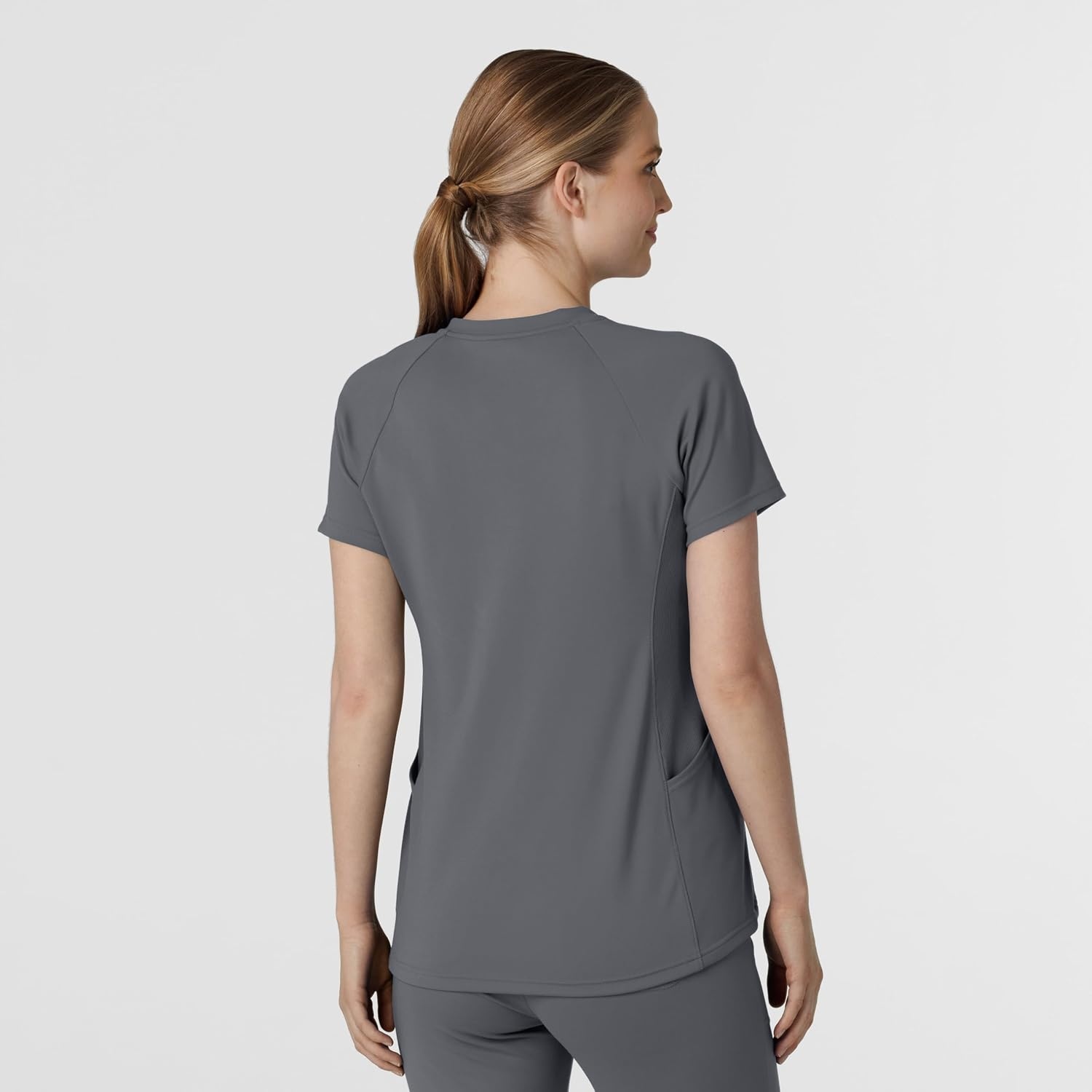 Wink Renew Women’s Flex-n-Reach V-Neck Raglan Scrub Top(Pewter)
