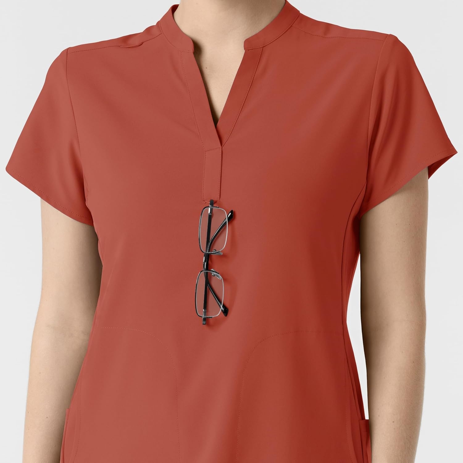 Wink Renew Women’s Mandarin Collar Scrub Top(Mineral Red)