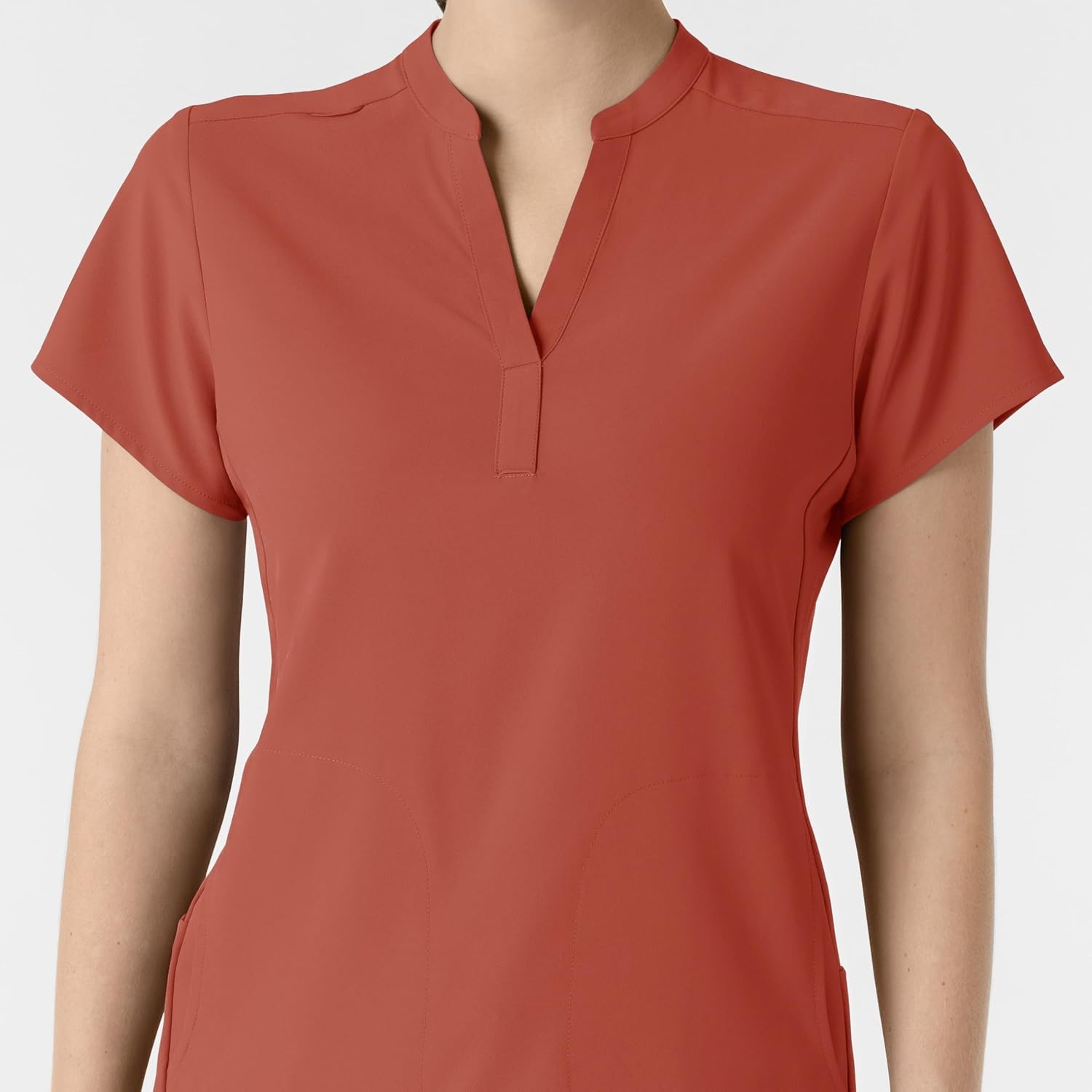 Wink Renew Women’s Mandarin Collar Scrub Top(Mineral Red)