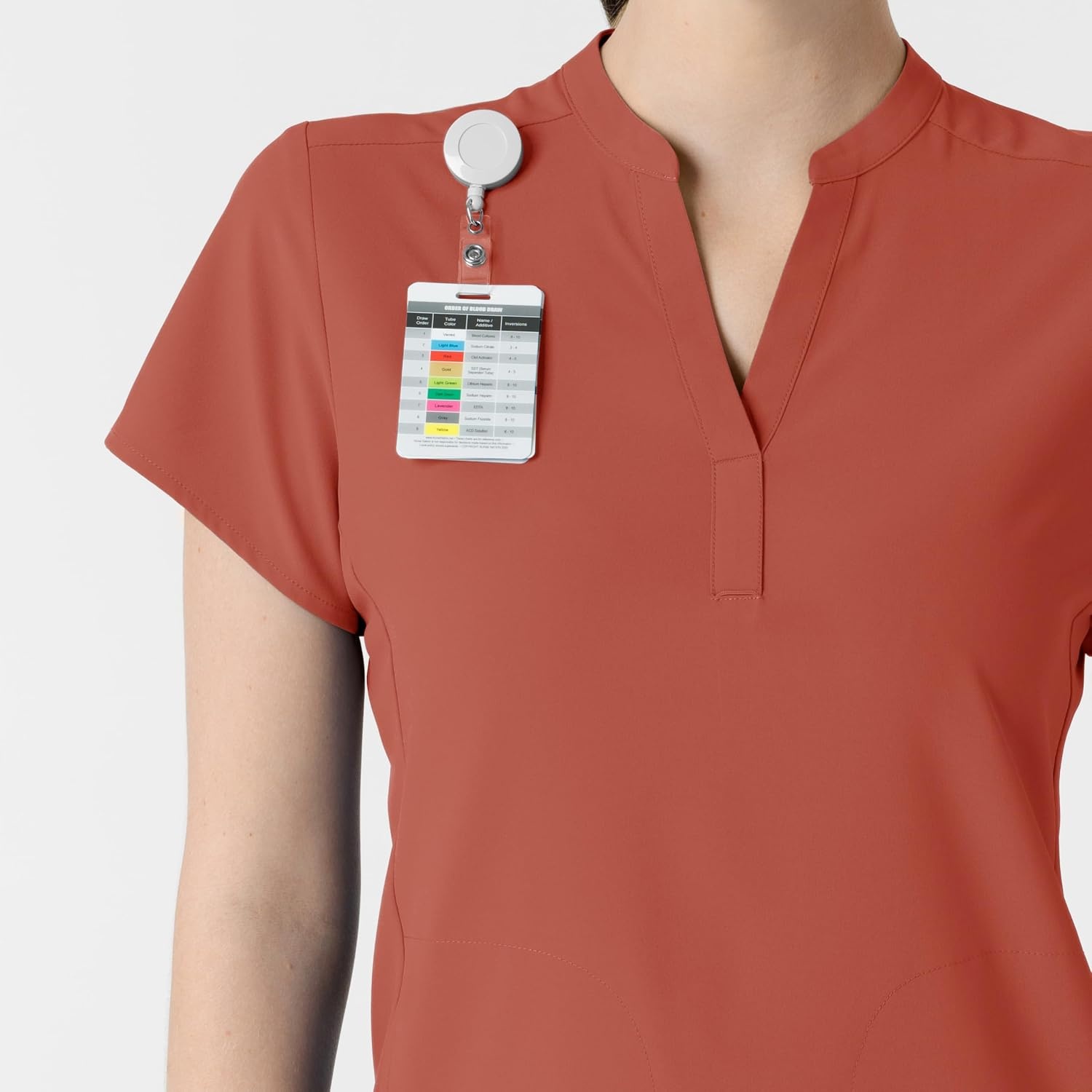 Wink Renew Women’s Mandarin Collar Scrub Top(Mineral Red)