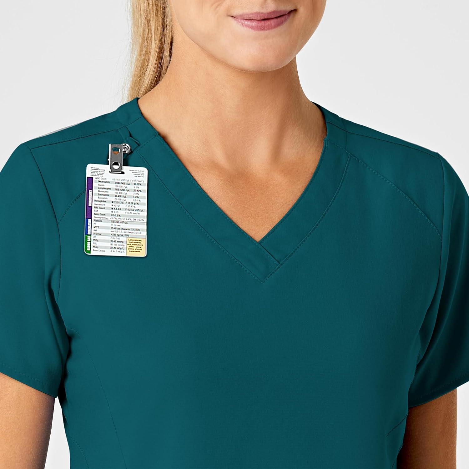 WonderWink Women’s Flex-Back Stylized V-Neck Top(Caribbean Blue)