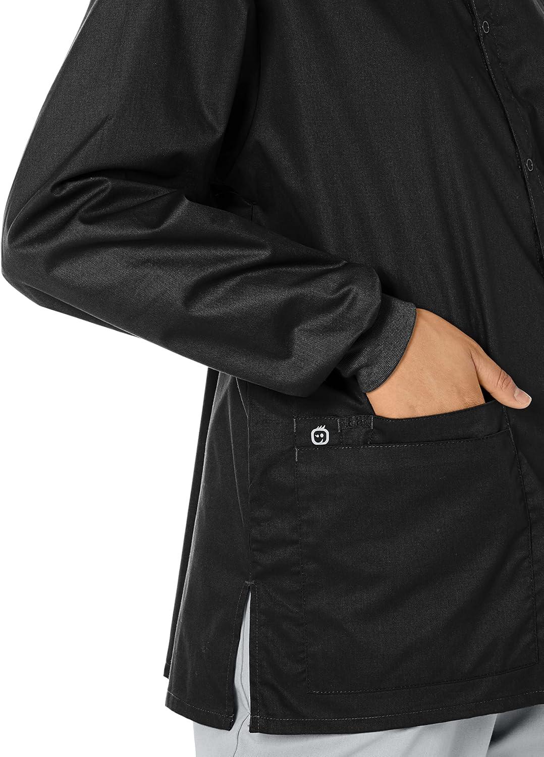 WonderWink womens Snap Front Jacket(Black)