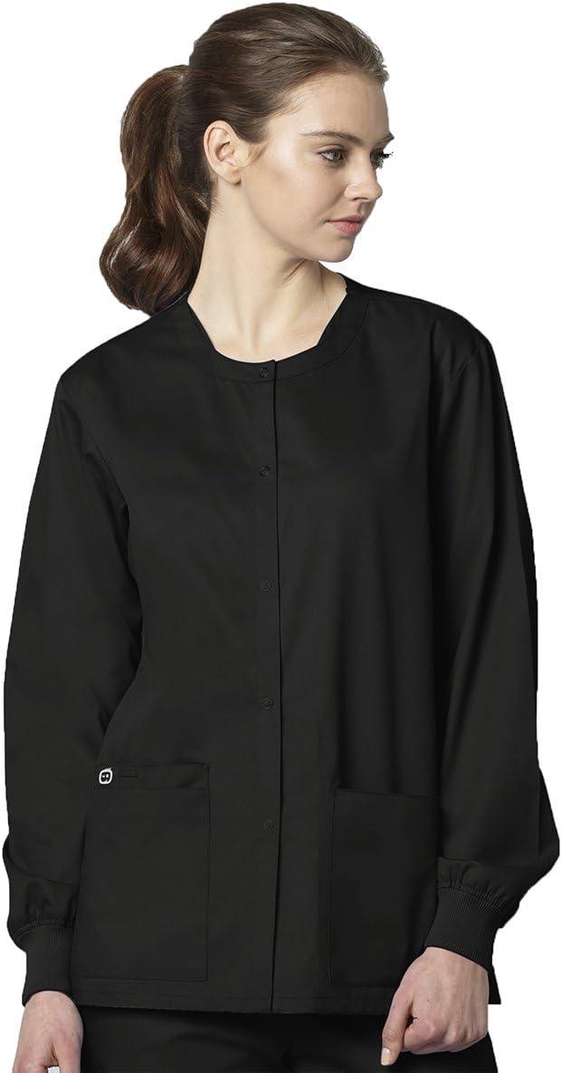 WonderWink womens Snap Front Jacket(Black)