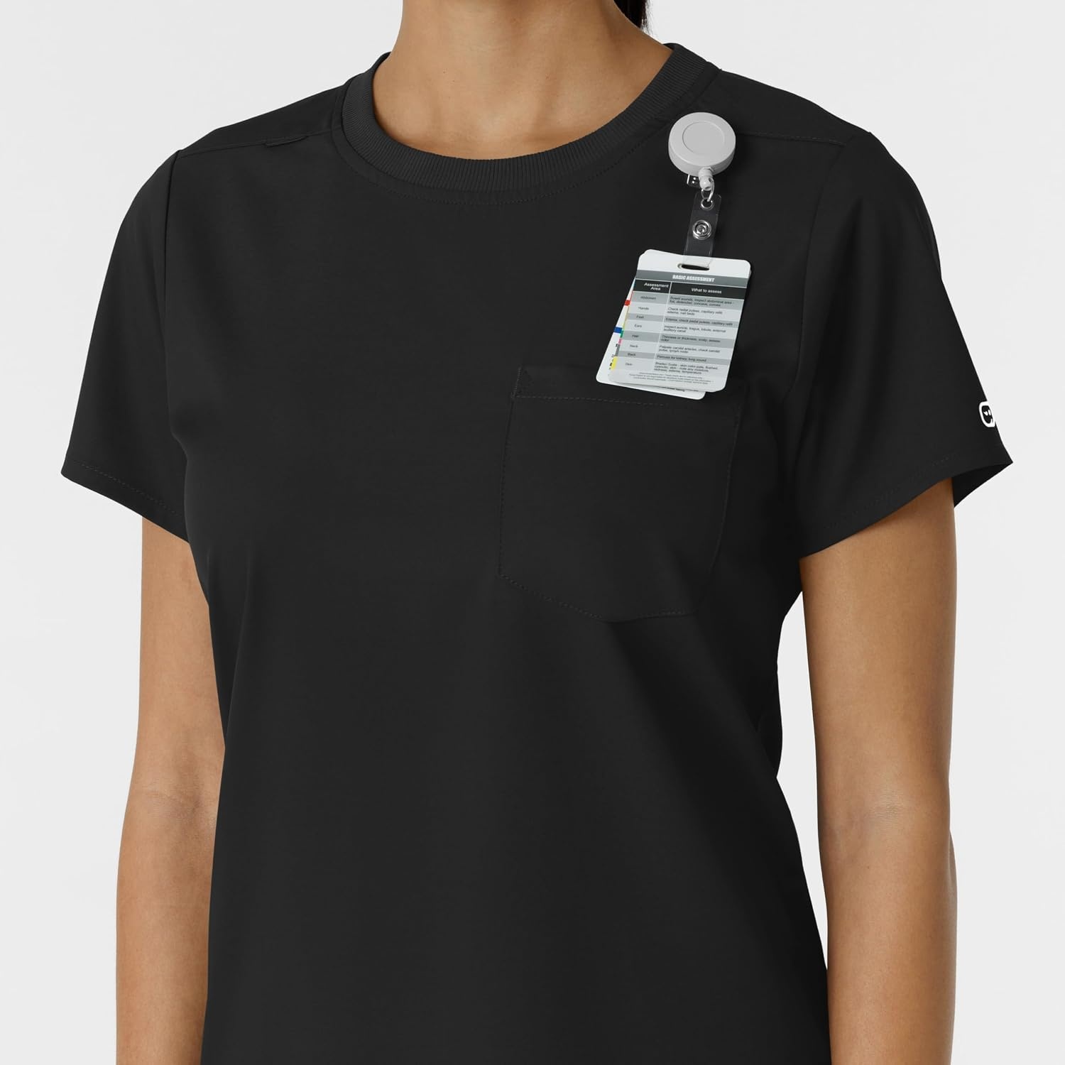 Wink Scrubs for Women, Boundless, Classic Tee with 1 Pocket(Black)