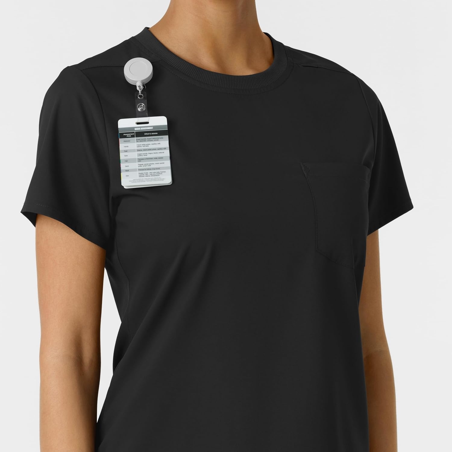 Wink Scrubs for Women, Boundless, Classic Tee with 1 Pocket(Black)