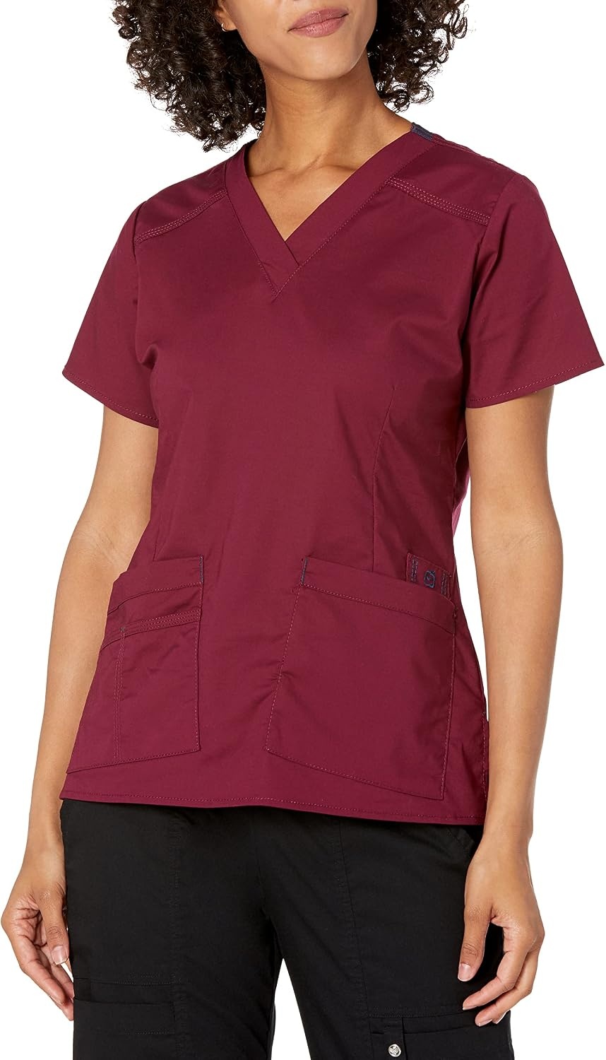 WonderWink Women’s Wonderflex Verity Scrub Top, Wine, Small
