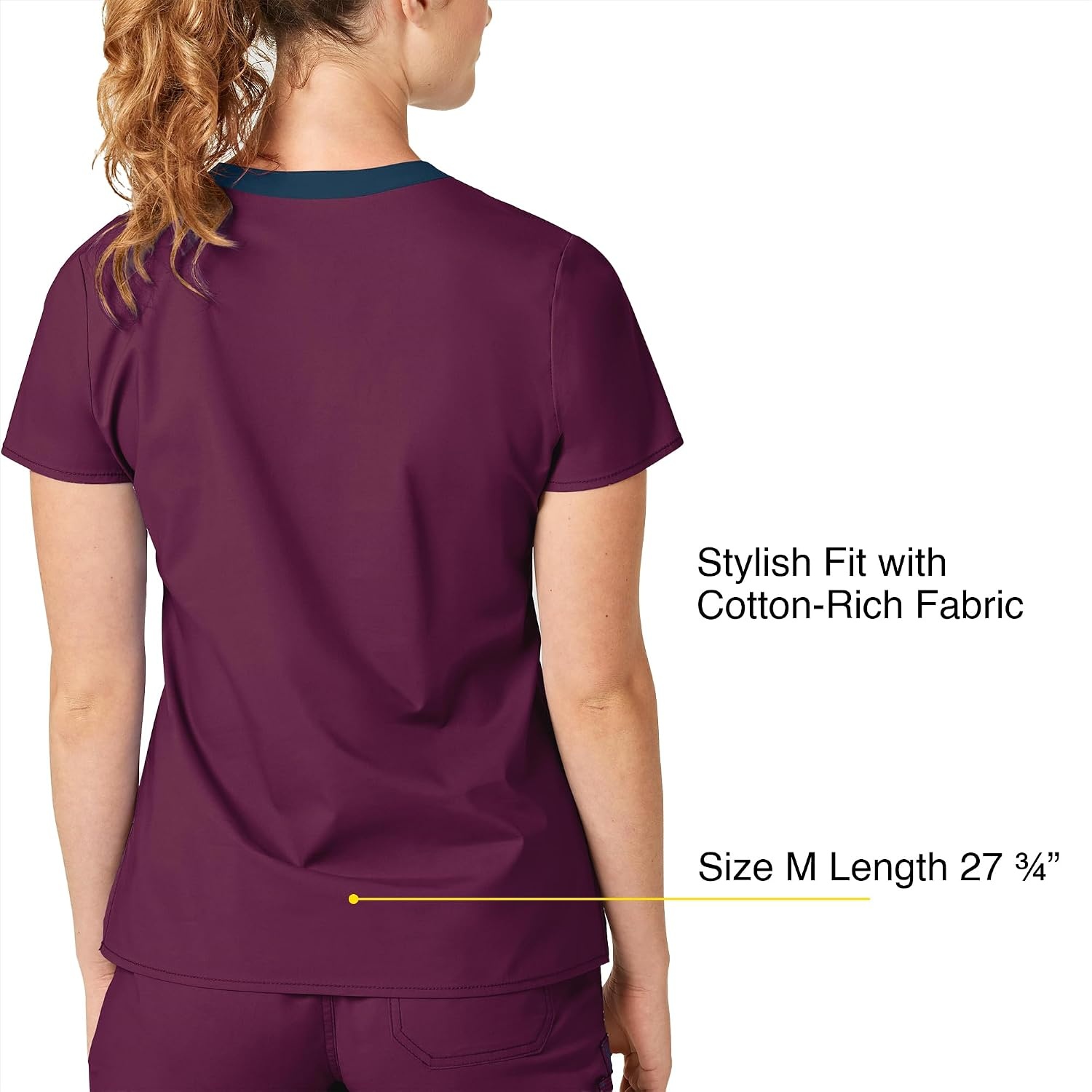 WonderWink Women’s Wonderflex Verity Scrub Top, Wine, Small