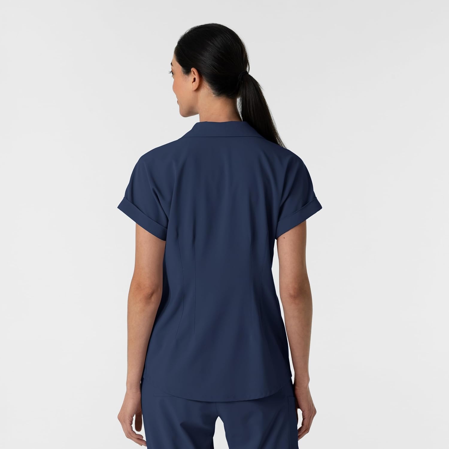 WINK Renew Women’s Flex-n-Reach Collared Scrub Top(Navy)