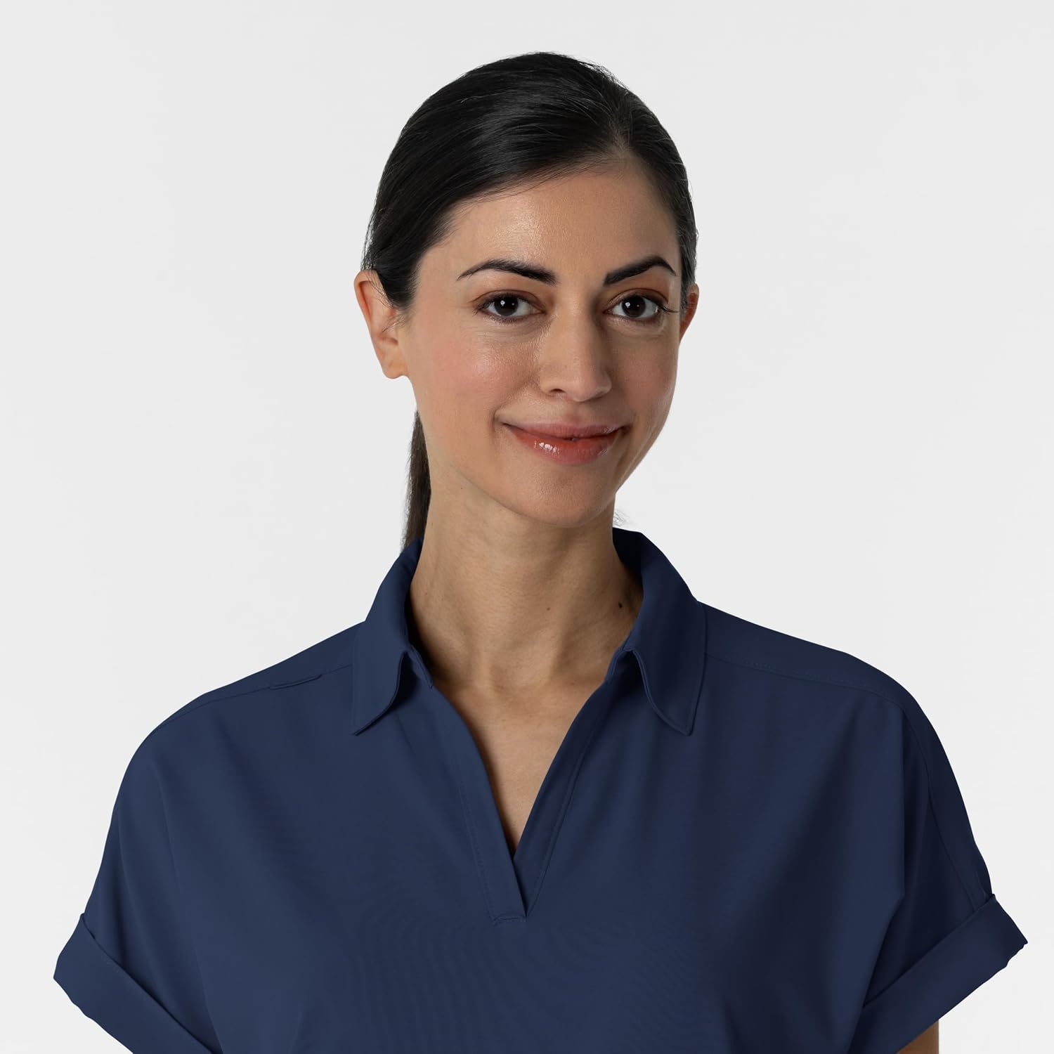 WINK Renew Women’s Flex-n-Reach Collared Scrub Top(Navy)