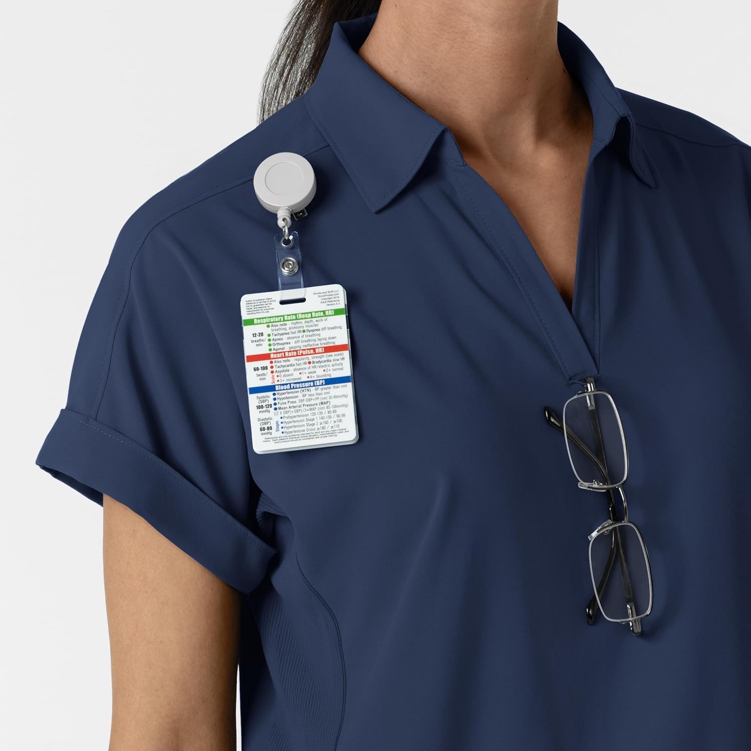 WINK Renew Women’s Flex-n-Reach Collared Scrub Top(Navy)