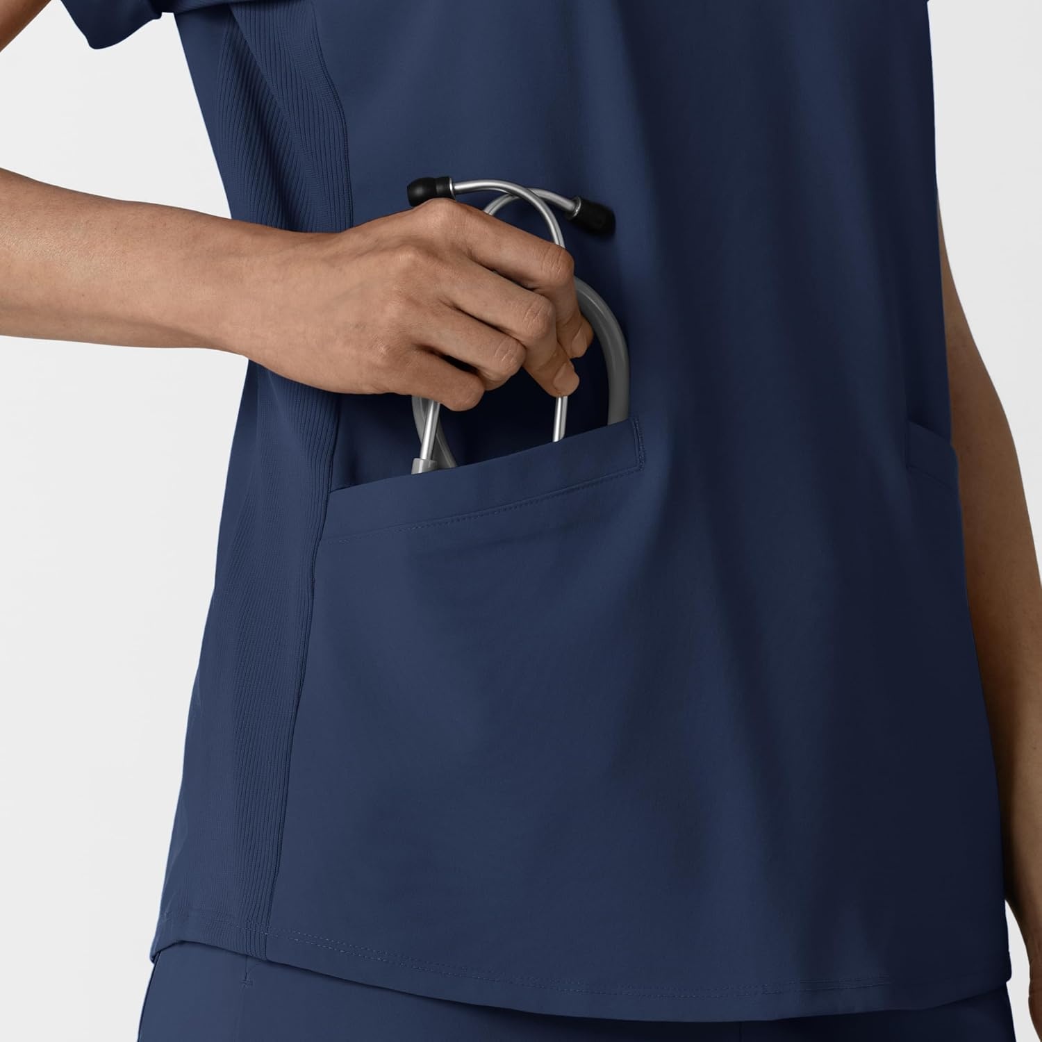 WINK Renew Women’s Flex-n-Reach Collared Scrub Top(Navy)