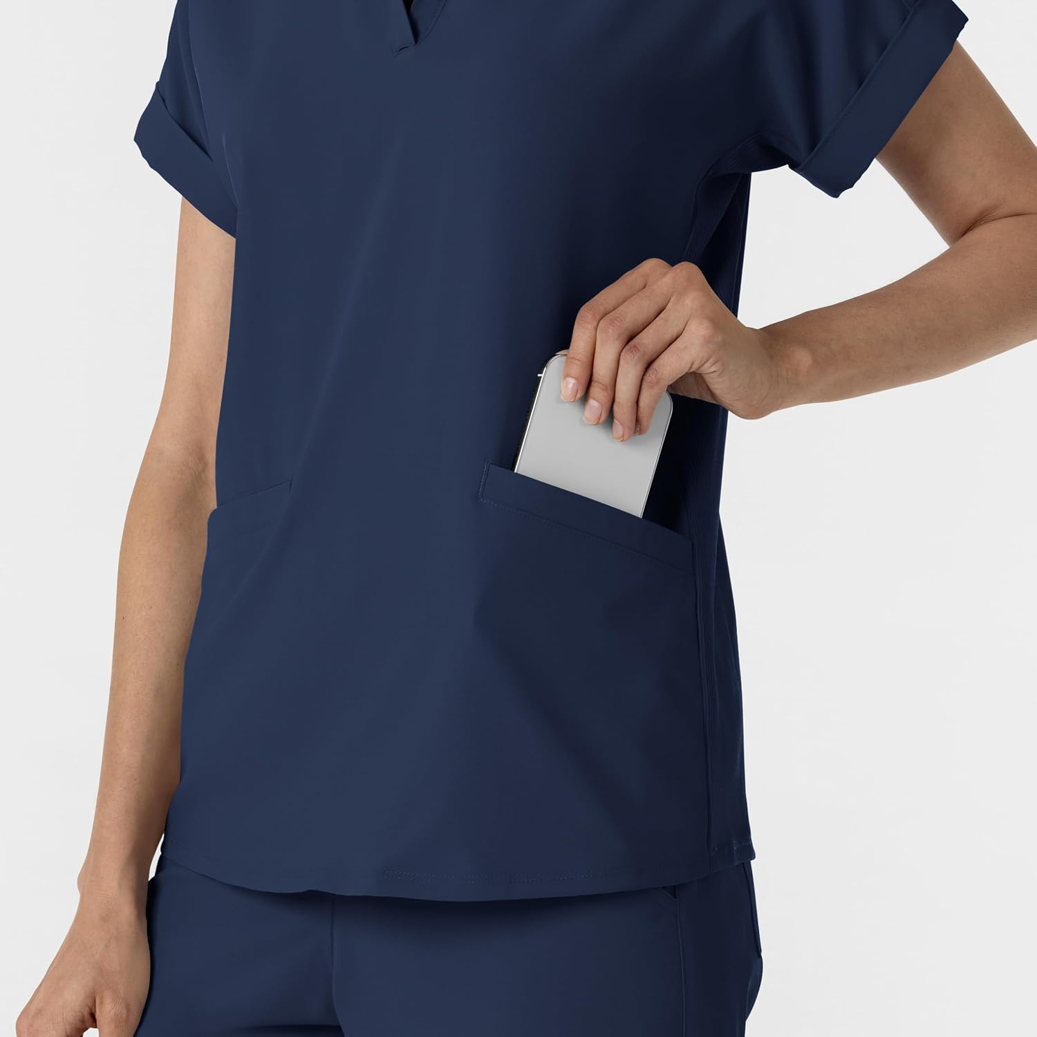 WINK Renew Women’s Flex-n-Reach Collared Scrub Top(Navy)
