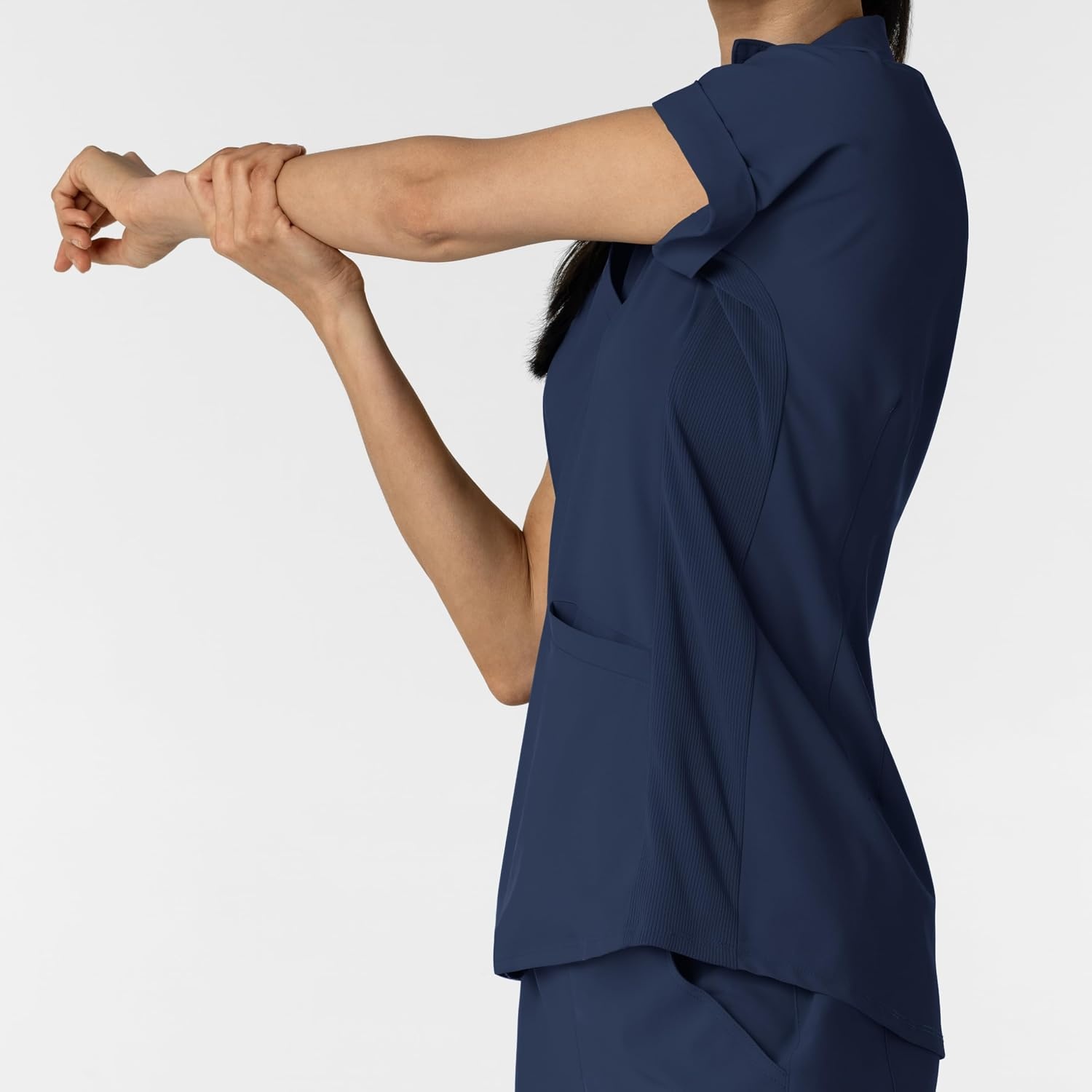 WINK Renew Women’s Flex-n-Reach Collared Scrub Top(Navy)