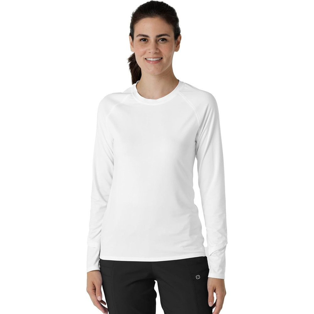 Wink Layers Women’s Watch Window Long Sleeve Underscrub Top(White)