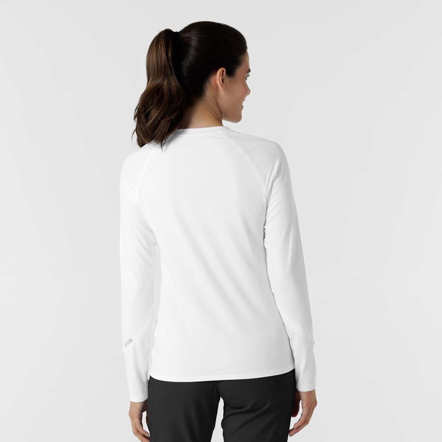 Wink Layers Women’s Watch Window Long Sleeve Underscrub Top(White)