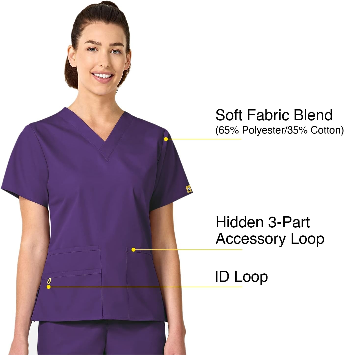 WonderWink womens Origins Bravo V-Neck Top, Eggplant, 2X-Large