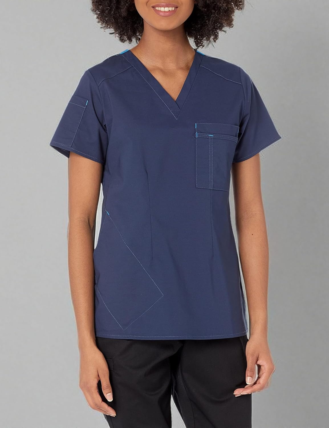 Wink WonderFLEX Women’s V-Neck Tuck-in Scrub Top(Navy)