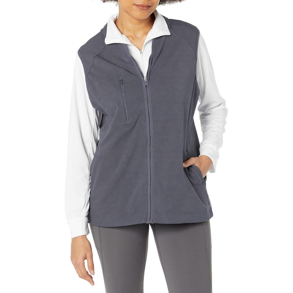 WonderWink Womens Fleece Full Zip Vest(Pewter)