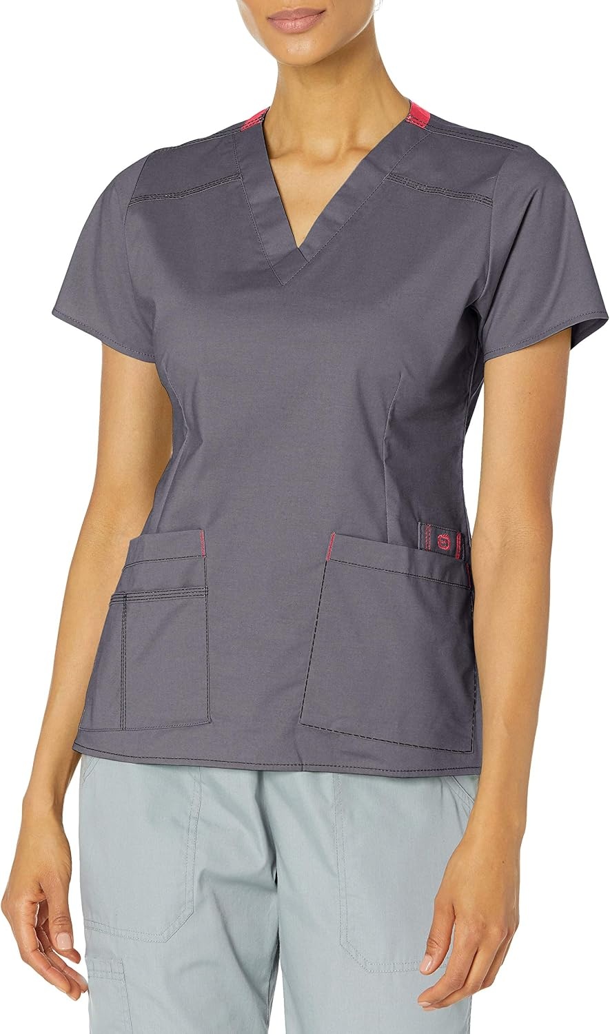 Wink WonderFLEX Women’s Verity V-Neck Scrub Top(Pewter)