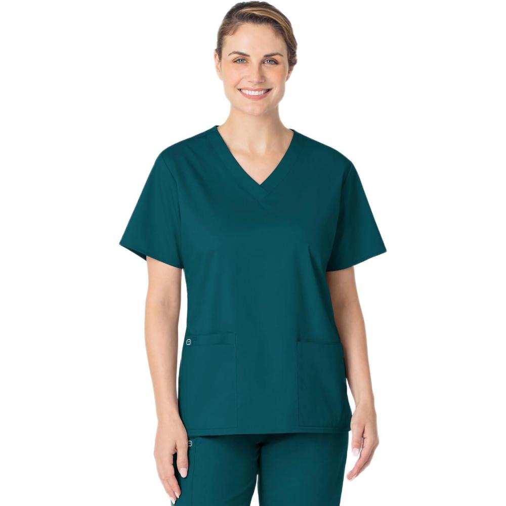 Wink WonderWORK Women’s V-Neck Scrub Top – Caribbean Blue, XL