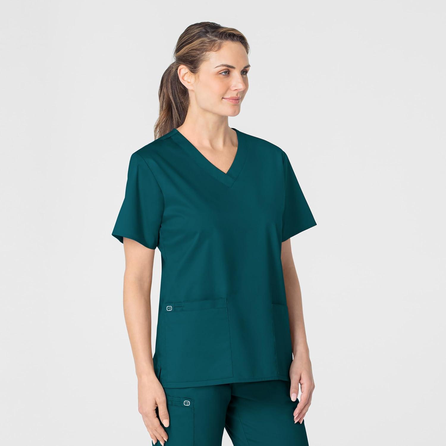 Wink WonderWORK Women’s V-Neck Scrub Top – Caribbean Blue, XL