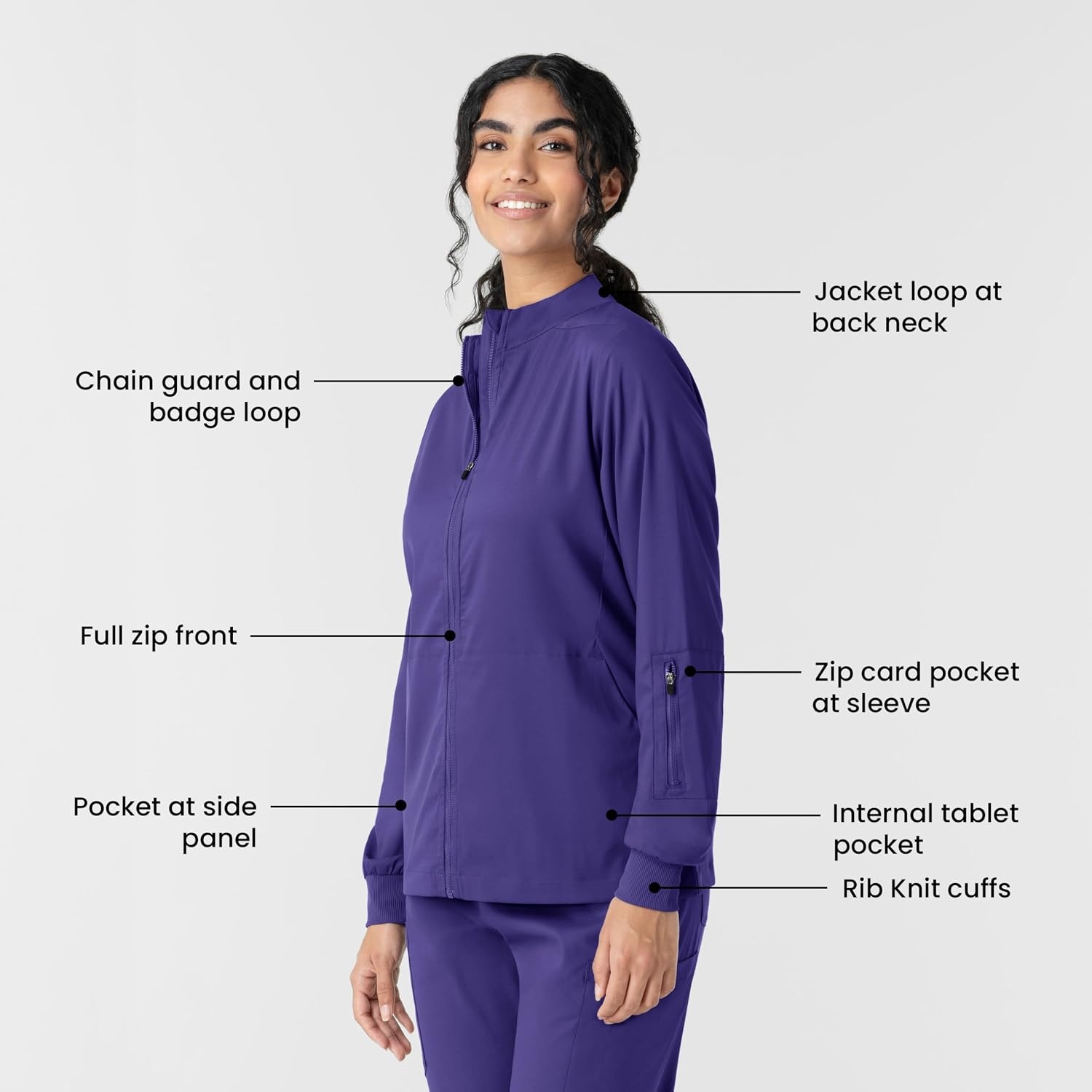 WINK Boundless Women’s Warm Up Scrub Jacket(Grape)