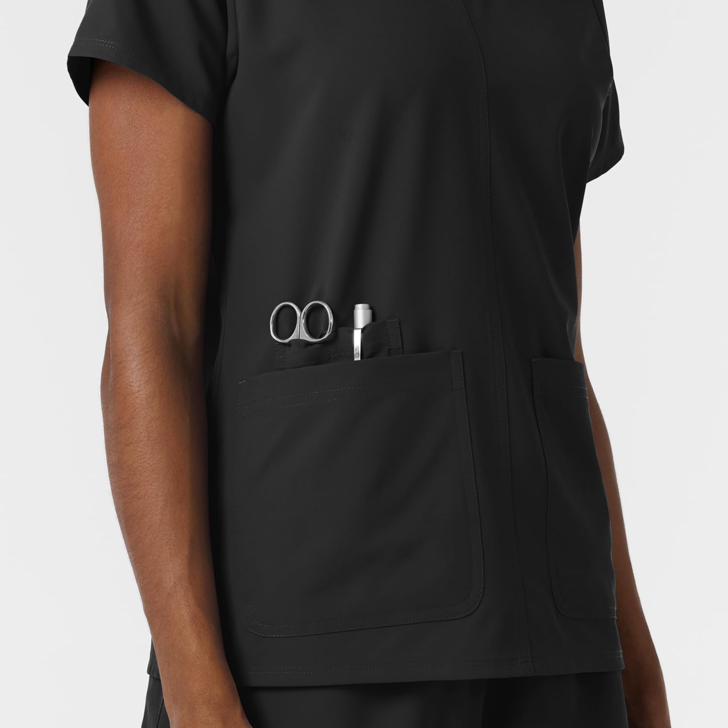 WonderWink Women’s Women’s V-Neck Scrub Top(Black)