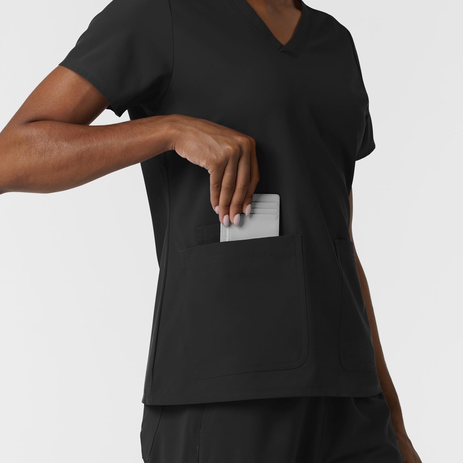 WonderWink Women’s Women’s V-Neck Scrub Top(Black)