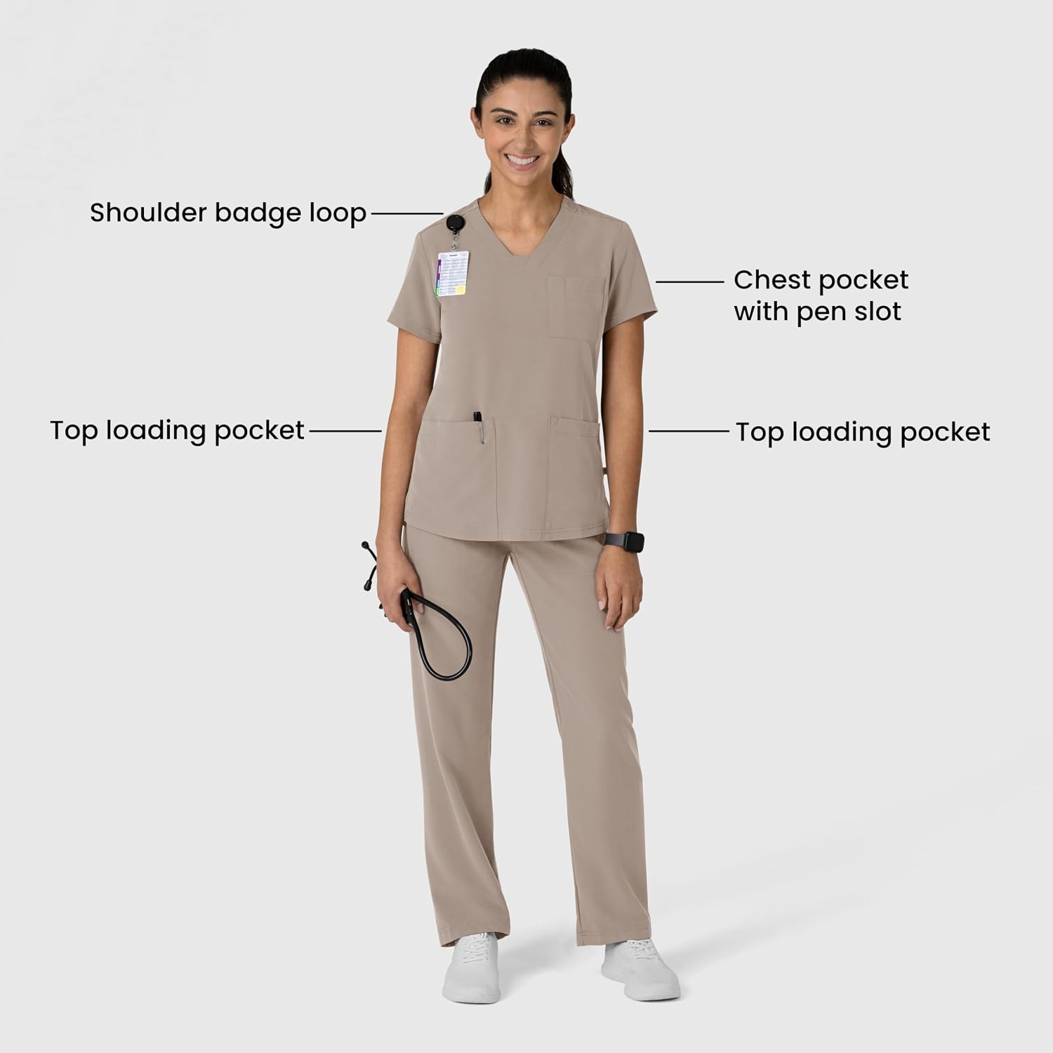 WINK Nova Women’s Flex-n-Reach V-Neck Scrub Top(Haze)