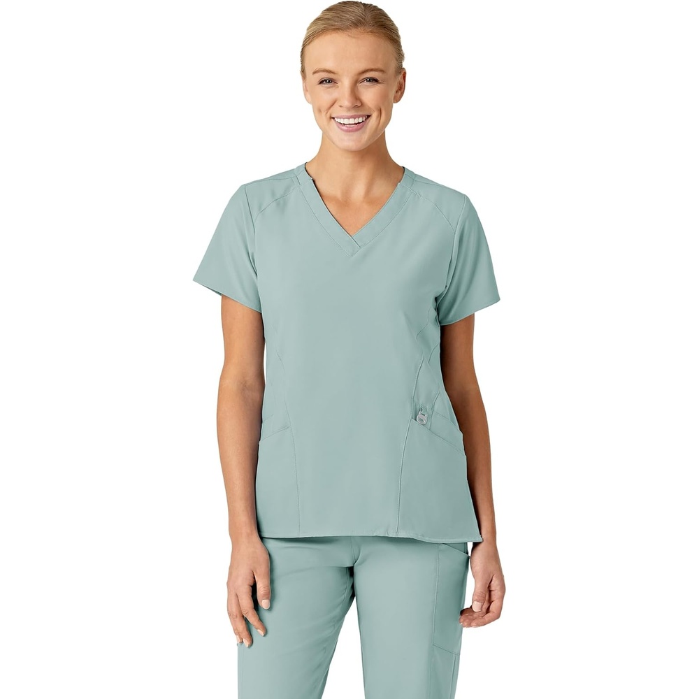 Wink W123 Women’s Stylized V-Neck Scrub Top(Sky Blue)