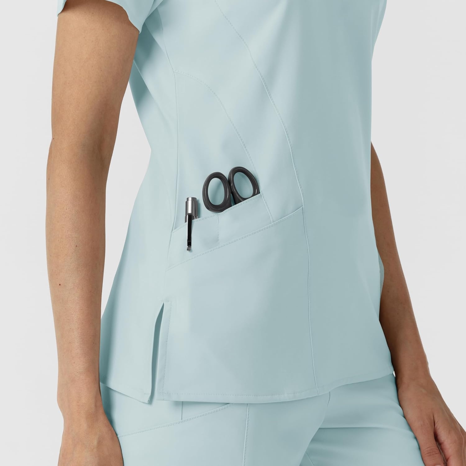 Wink W123 Women’s Stylized V-Neck Scrub Top(Sky Blue)
