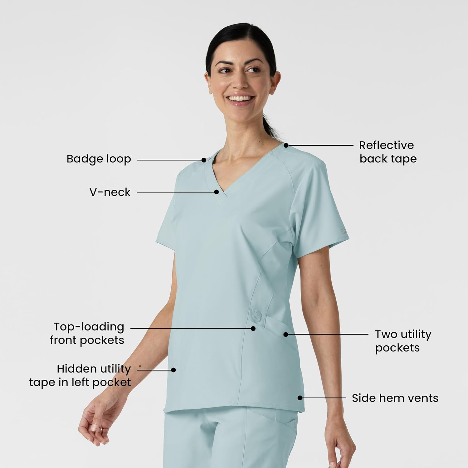 Wink W123 Women’s Stylized V-Neck Scrub Top(Sky Blue)