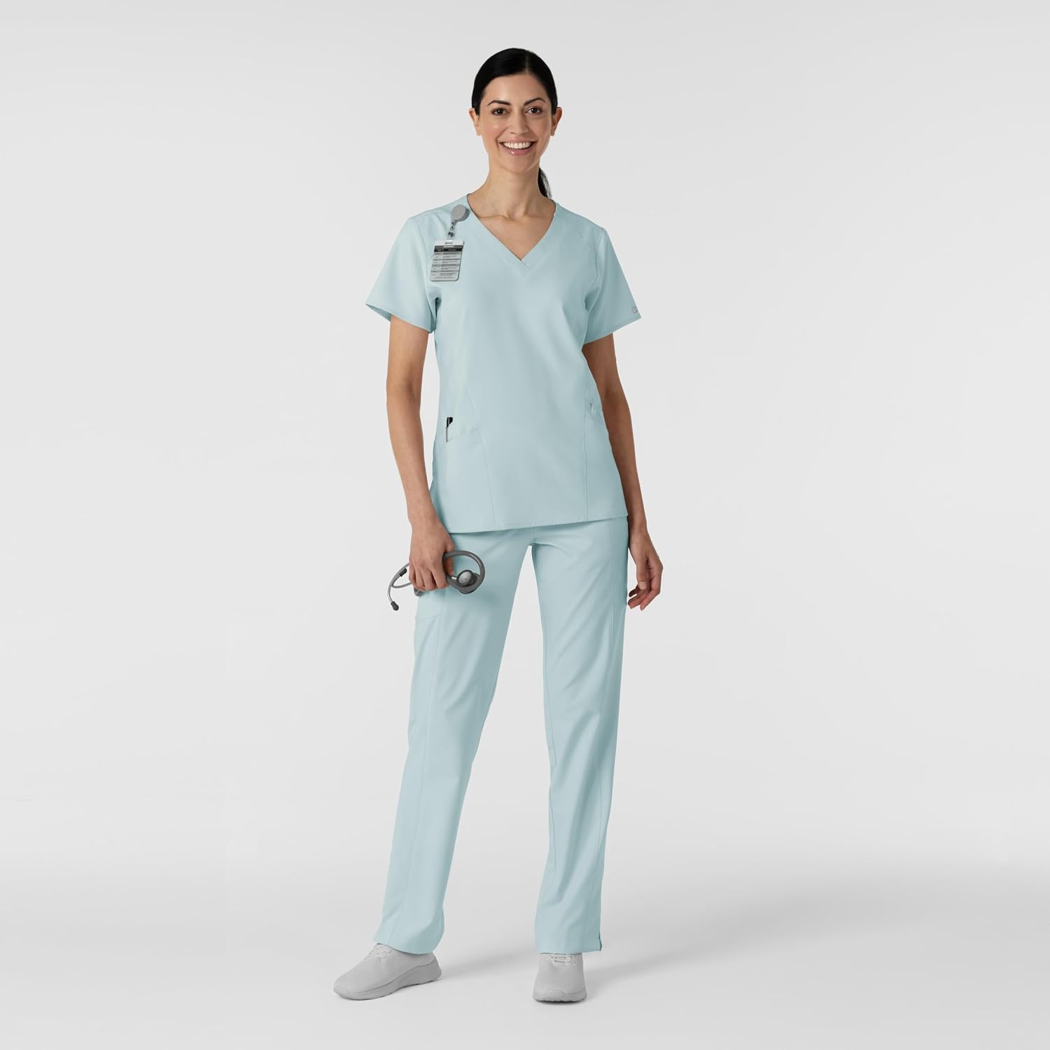 Wink W123 Women’s Stylized V-Neck Scrub Top(Sky Blue)