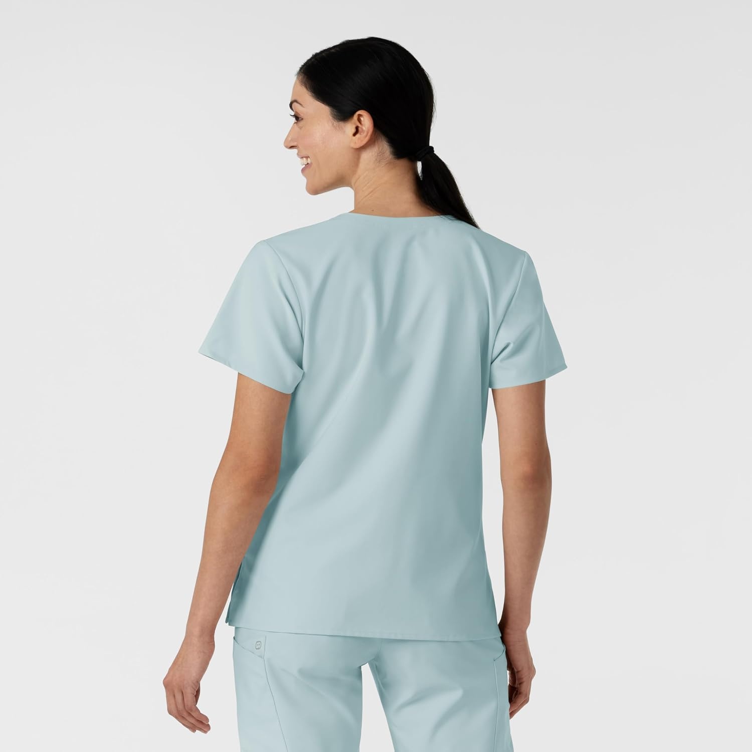 Wink W123 Women’s Stylized V-Neck Scrub Top(Sky Blue)