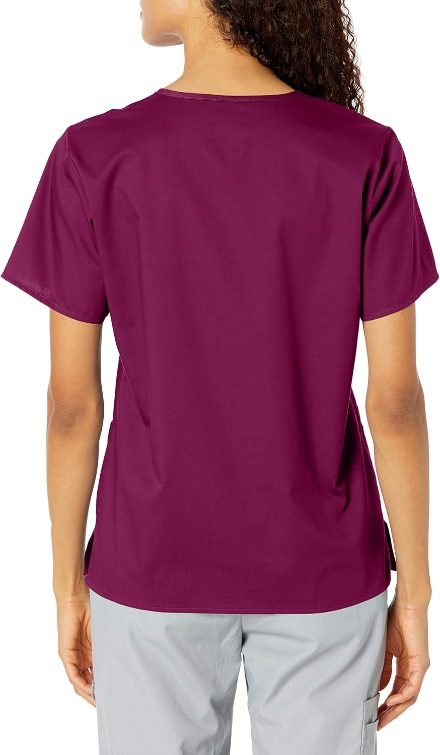 Wink WonderWORK Women’s V-Neck Scrub Top, Wine, S