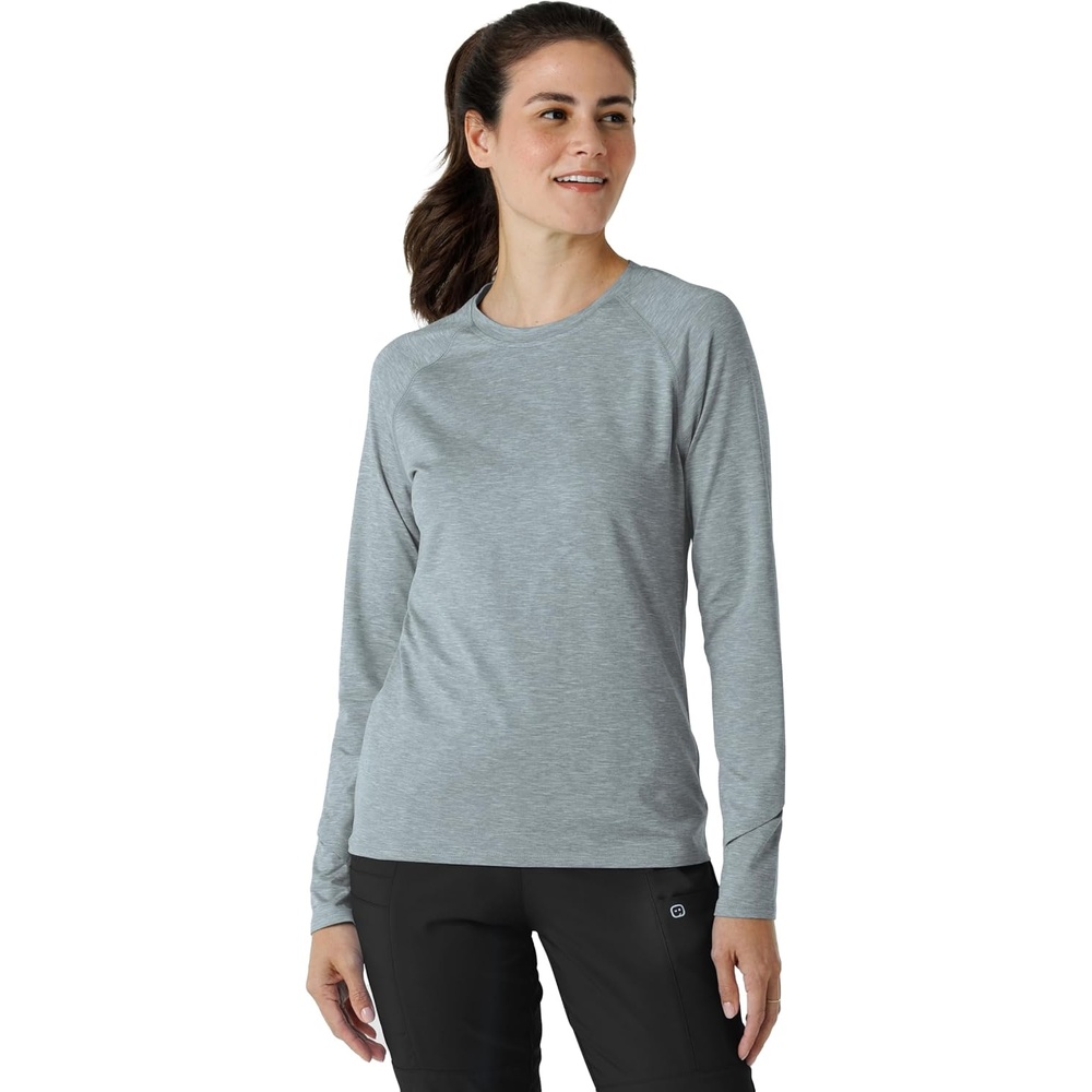 Wink Layers Women’s Watch Window Long Sleeve Underscrub Top(Grey Heather)