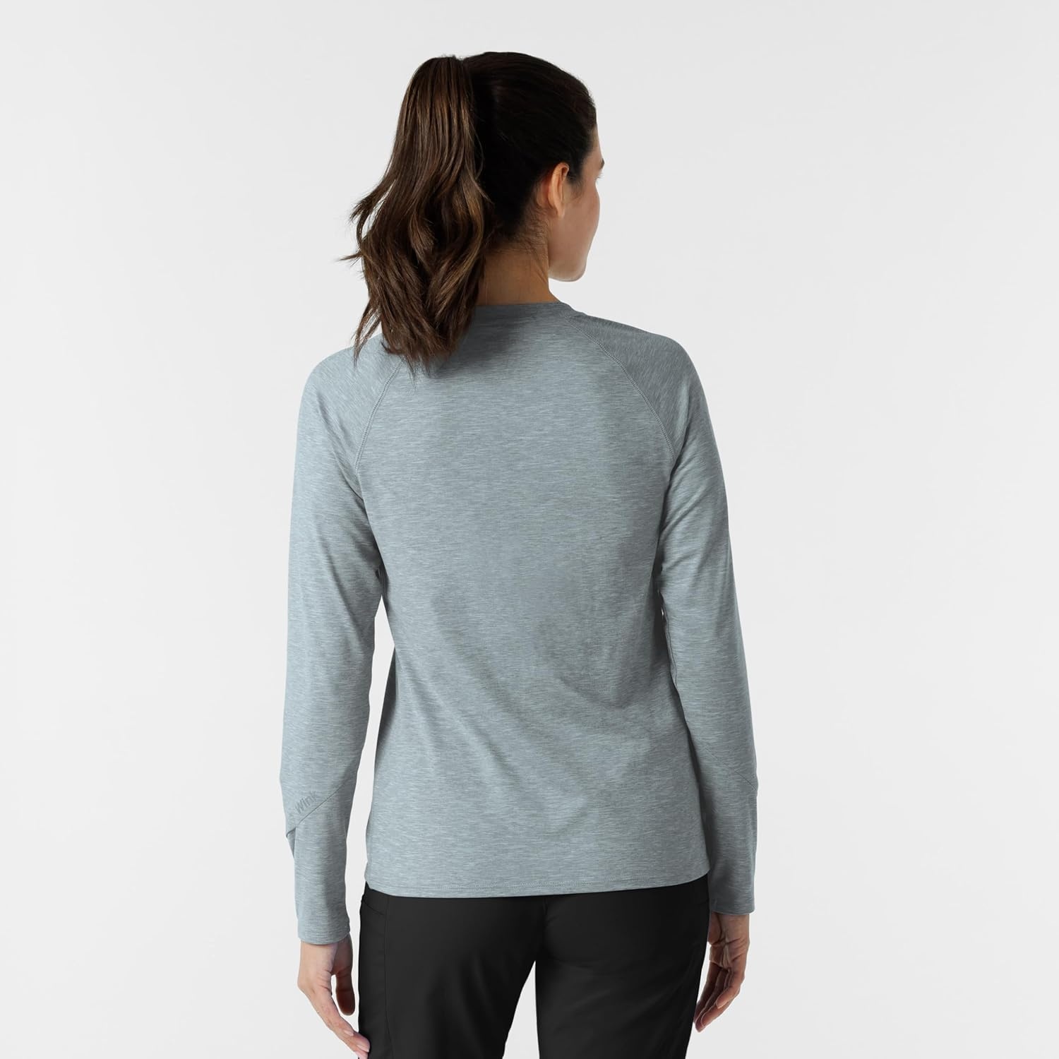 Wink Layers Women’s Watch Window Long Sleeve Underscrub Top(Grey Heather)