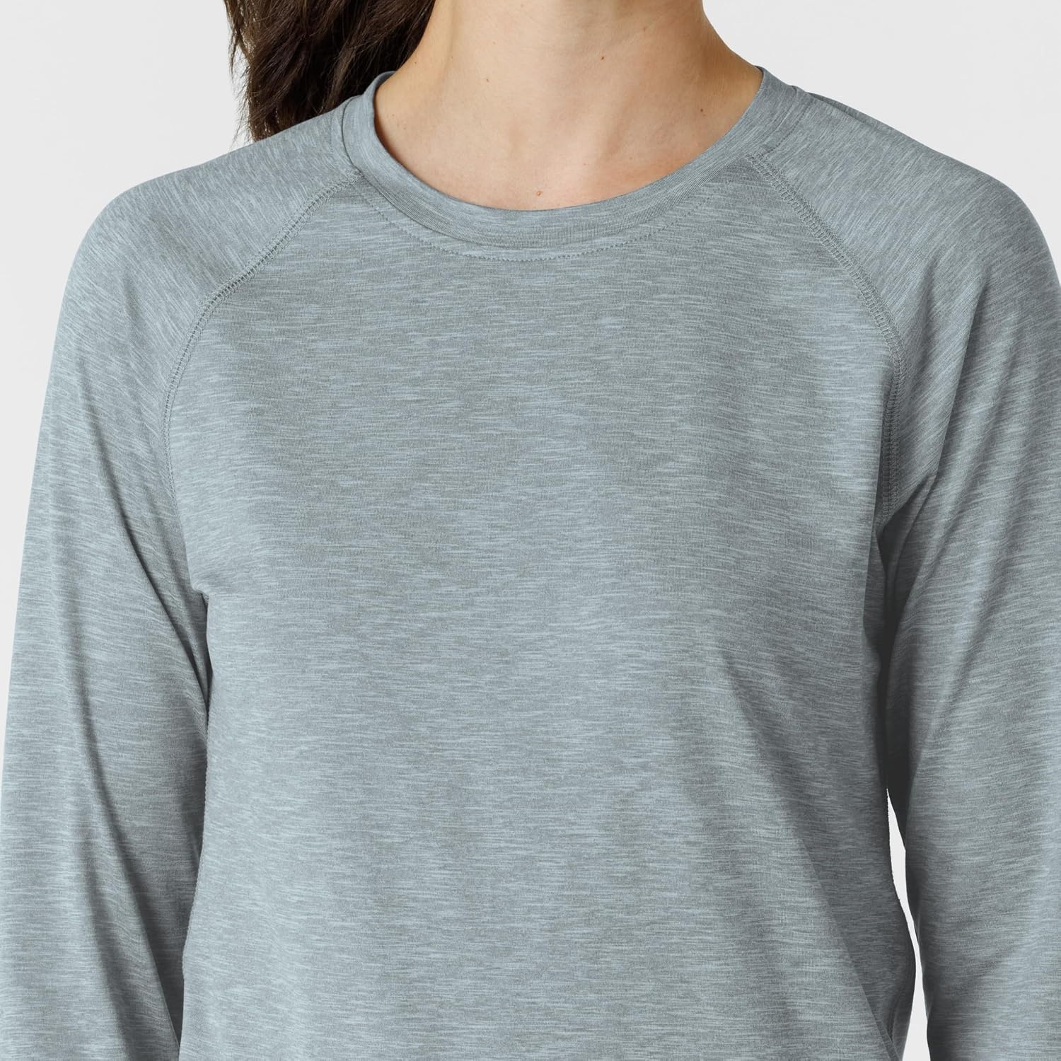Wink Layers Women’s Watch Window Long Sleeve Underscrub Top(Grey Heather)